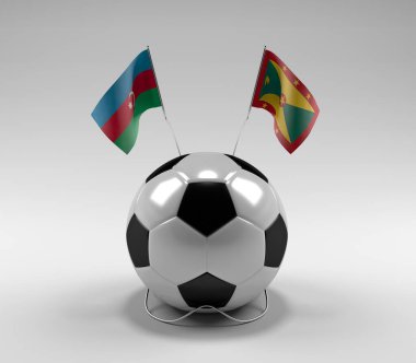 Azerbaycan - Grenada Futbol Bayrakları, Beyaz Arkaplan - 3D Render