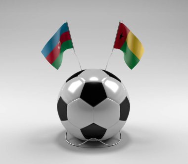 Azerbaycan - Gine-Bissau Futbol Bayrakları, Beyaz Arkaplan - 3D Render