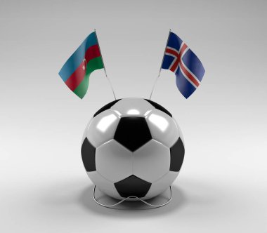Azerbaycan - İzlanda Futbol Bayrakları, Beyaz Arkaplan - 3D Render