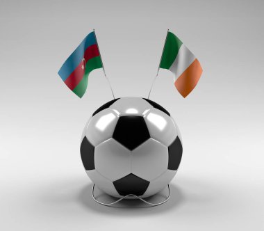 Azerbaycan - İrlanda Futbol Bayrakları, Beyaz Arkaplan - 3D Render