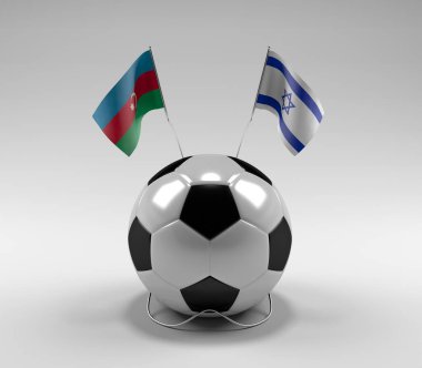 Azerbaycan - İsrail Futbol Bayrakları, Beyaz Arkaplan - 3D Render