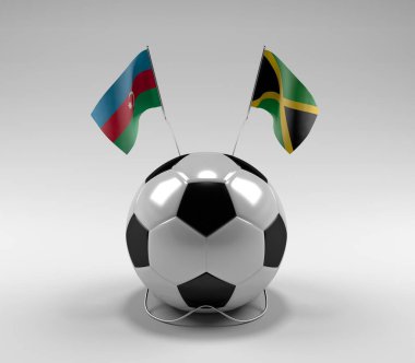 Azerbaycan - Jamaika Futbol Bayrakları, Beyaz Arkaplan - 3D Render