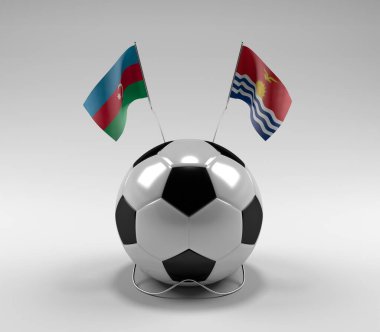 Azerbaycan - Kiribati Futbol Bayrakları, Beyaz Arkaplan - 3D Render