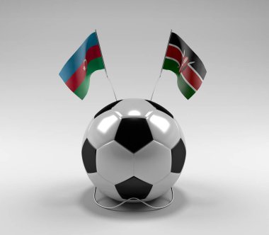 Azerbaycan - Kenya Futbol Bayrakları, Beyaz Arkaplan - 3D Render