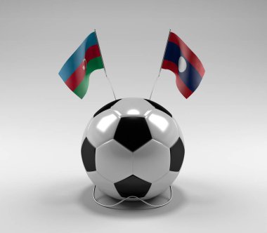 Azerbaycan - Laos Futbol Bayrakları, Beyaz Arkaplan - 3D Render