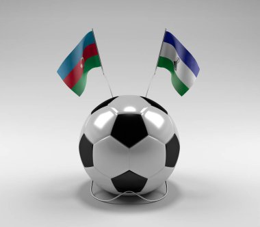 Azerbaycan - Lesotho Futbol Bayrakları, Beyaz Arkaplan - 3D Render