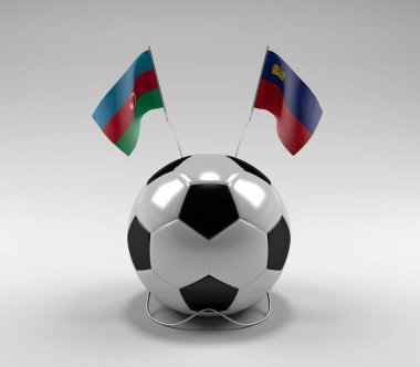 Azerbaycan - Lihtenştayn Futbol Bayrakları, Beyaz Arkaplan - 3D Render
