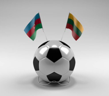 Azerbaycan - Litvanya Futbol Bayrakları, Beyaz Arkaplan - 3D Render