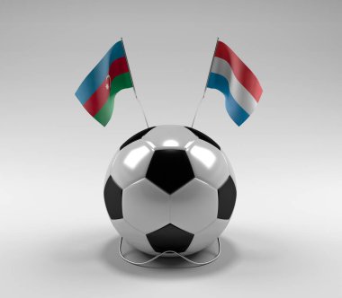Azerbaycan - Lüksemburg Futbol Bayrakları, Beyaz Arkaplan - 3D Render