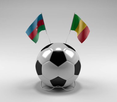 Azerbaycan - Mali Futbol Bayrakları, Beyaz Arkaplan - 3D Render