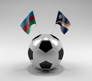 Azerbaycan - Marshall Adaları Futbol Bayrakları, Beyaz Arkaplan - 3D Render