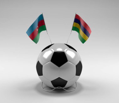 Azerbaycan - Mauritius Futbol Bayrakları, Beyaz Arkaplan - 3D Render
