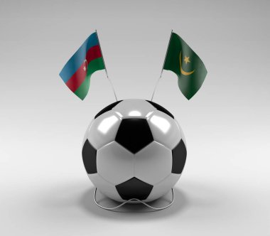 Azerbaycan - Moritanya Futbol Bayrakları, Beyaz Arkaplan - 3D Render