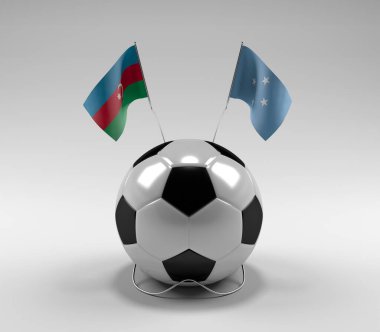 Azerbaycan - Mikronezya Futbol Bayrakları, Beyaz Arkaplan - 3D Render