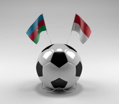 Azerbaycan - Monako Futbol Bayrakları, Beyaz Arkaplan - 3D Render