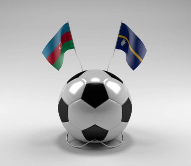 Azerbaycan - Nauru Futbol Bayrakları, Beyaz Arkaplan - 3D Render