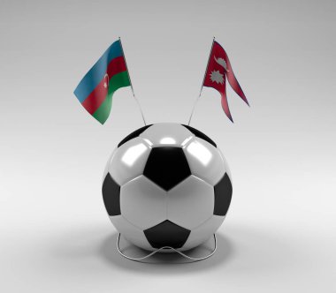 Azerbaycan - Nepal Futbol Bayrakları, Beyaz Arkaplan - 3D Render