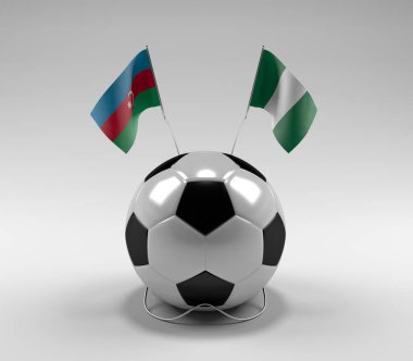 Azerbaycan - Nijerya Futbol Bayrakları, Beyaz Arkaplan - 3D Render