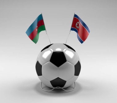 Azerbaycan - Kuzey Kore Futbol Bayrakları, Beyaz Arkaplan - 3D Render