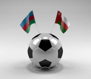 Azerbaycan - Umman Futbol Bayrakları, Beyaz Arkaplan - 3D Render
