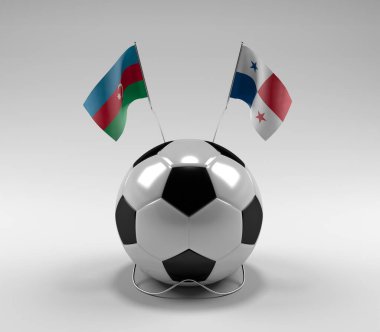 Azerbaycan - Panama Futbol Bayrakları, Beyaz Arkaplan - 3D Render