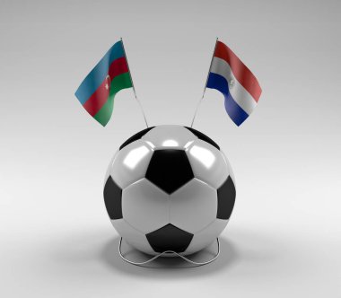 Azerbaycan - Paraguay Futbol Bayrakları, Beyaz Arkaplan - 3D Render