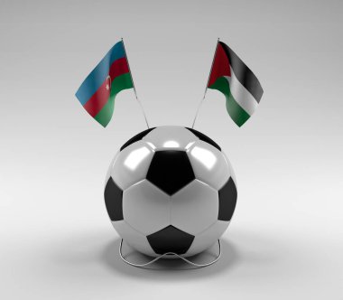 Azerbaycan - Filistin Futbol Bayrakları, Beyaz Arkaplan - 3D Render