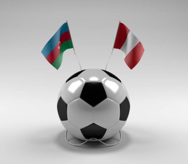 Azerbaycan - Peru Futbol Bayrakları, Beyaz Arkaplan - 3D Render