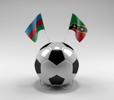 Azerbaycan - Saint-Kitts-and-Nevis Futbol Bayrakları, Beyaz Arkaplan - 3D Render
