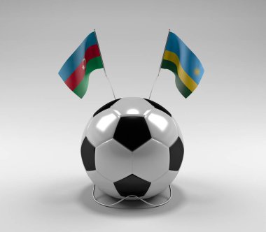 Azerbaycan - Ruanda Futbol Bayrakları, Beyaz Arkaplan - 3D Render