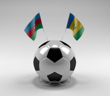Azerbaycan - Saint-Vincent-and-the-Grenadines Futbol Bayrakları, Beyaz Arkaplan - 3D