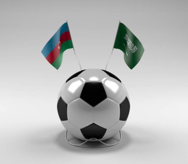 Azerbaycan - Suudi Arabistan Futbol Bayrakları, Beyaz Arkaplan - 3D Render