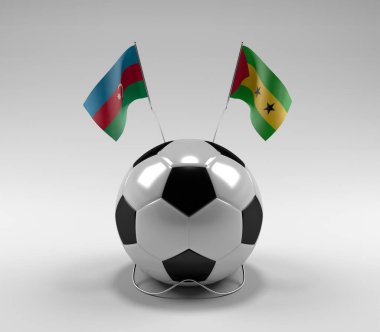 Azerbaycan - Sao-Tome-Principe Futbol Bayrakları, Beyaz Arkaplan - 3D Render