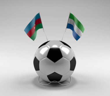 Azerbaycan - Sierra-Leone Futbol Bayrakları, Beyaz Arkaplan - 3D Render