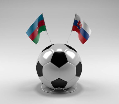 Azerbaycan - Slovakya Futbol Bayrakları, Beyaz Arkaplan - 3D Render