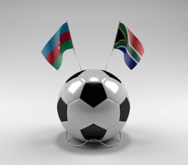 Azerbaycan - Güney Afrika Futbol Bayrakları, Beyaz Arkaplan - 3D Render