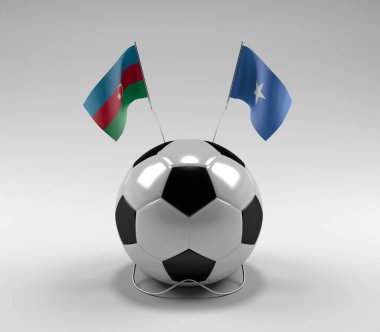 Azerbaycan - Somali Futbol Bayrakları, Beyaz Arkaplan - 3D Render