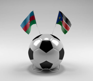 Azerbaycan - Güney Sudan Futbol Bayrakları, Beyaz Arkaplan - 3D Render