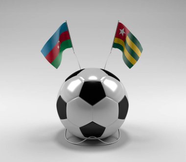 Azerbaycan - Togo Futbol Bayrakları, Beyaz Arkaplan - 3D Render