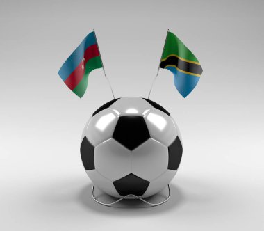 Azerbaycan - Tanzanya Futbol Bayrakları, Beyaz Arkaplan - 3D Render