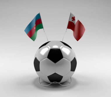 Azerbaycan - Tonga Futbol Bayrakları, Beyaz Arkaplan - 3D Render