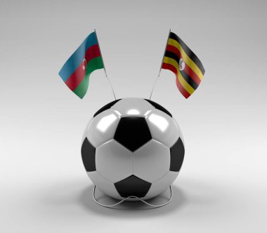 Azerbaycan - Uganda Futbol Bayrakları, Beyaz Arkaplan - 3D Render