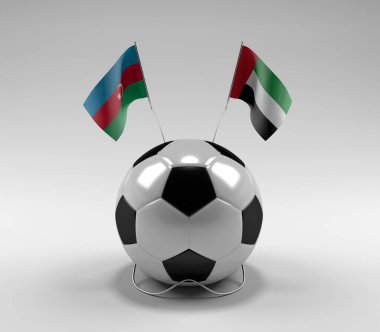 Azerbaycan - Birleşik Arap-Emirlikleri Futbol Bayrakları, Beyaz Arkaplan - 3D Render