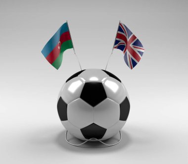 Azerbaycan - Birleşik Krallık Futbol Bayrakları, Beyaz Arkaplan - 3D Render