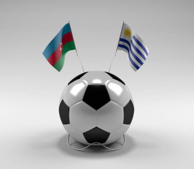 Azerbaycan - Uruguay Futbol Bayrakları, Beyaz Arkaplan - 3D Render