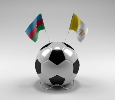 Azerbaycan - Vatikan-Şehir Futbol Bayrakları, Beyaz Arkaplan - 3D Render