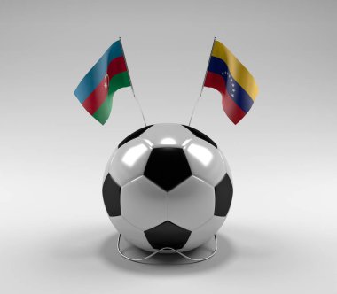 Azerbaycan - Venezuela Futbol Bayrakları, Beyaz Arkaplan - 3D Render