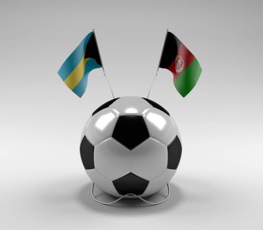 Bahamalar - Afganistan Futbol Bayrakları, Beyaz Arkaplan - 3D Render