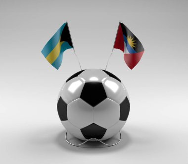 Bahamalar - Antigua ve Barbuda Futbol Bayrakları, Beyaz Arkaplan - 3D Render