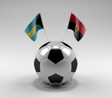 Bahamalar - Angola Futbol Bayrakları, Beyaz Arkaplan - 3D Render